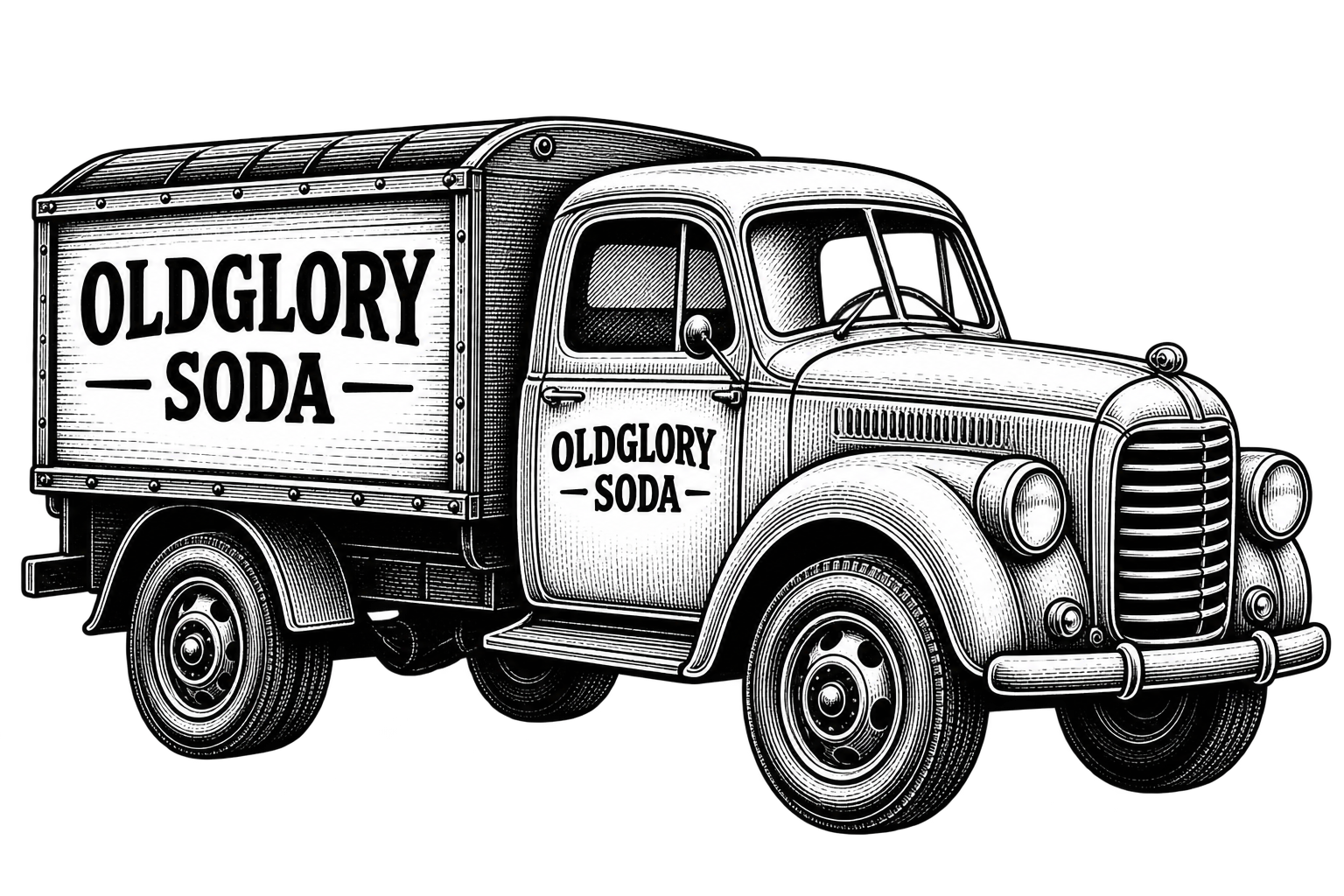 Old Glory Soda vintage delivery truck illustration